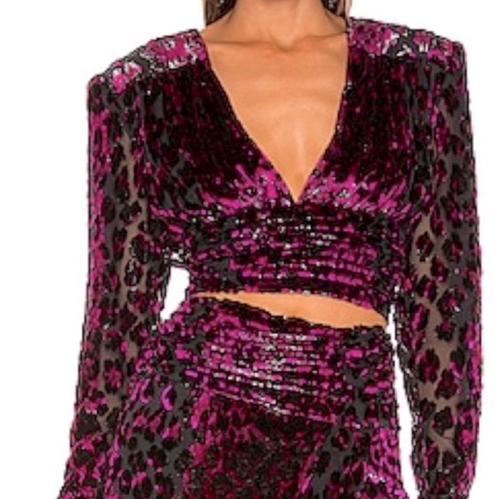 Dundas x Revolve purplish/pink velvet.Leopard Print Top.Bought off revolve. NWT!